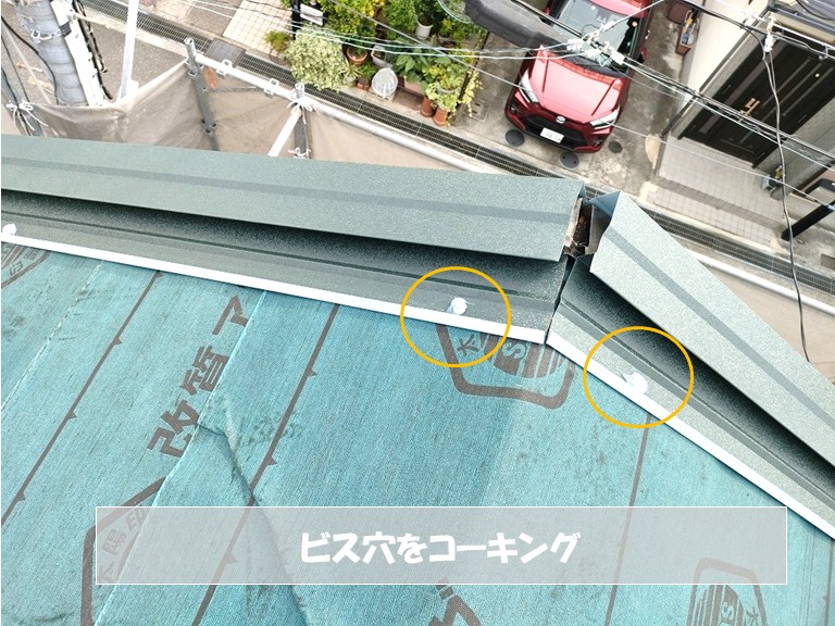 和泉市　ビス穴をコーキング